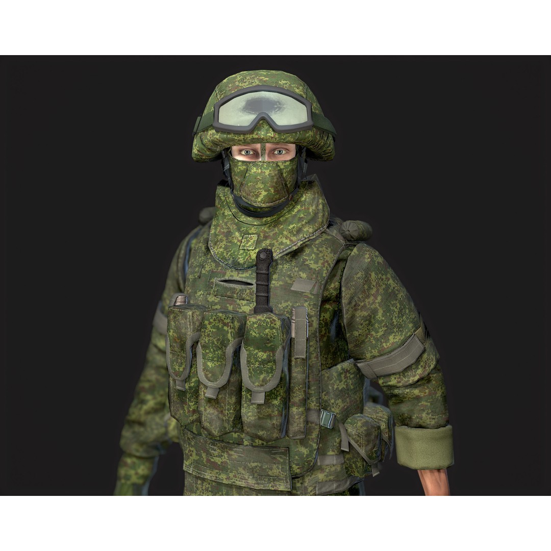 Soldier 3D Model – Low Poly Rigged Character with Ratnik Gear - View 10