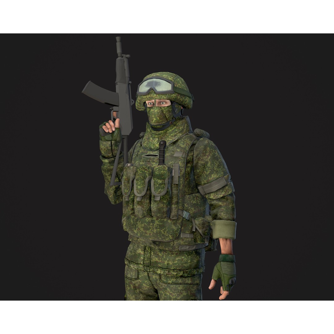 Soldier 3D Model – Low Poly Rigged Character with Ratnik Gear - View 11