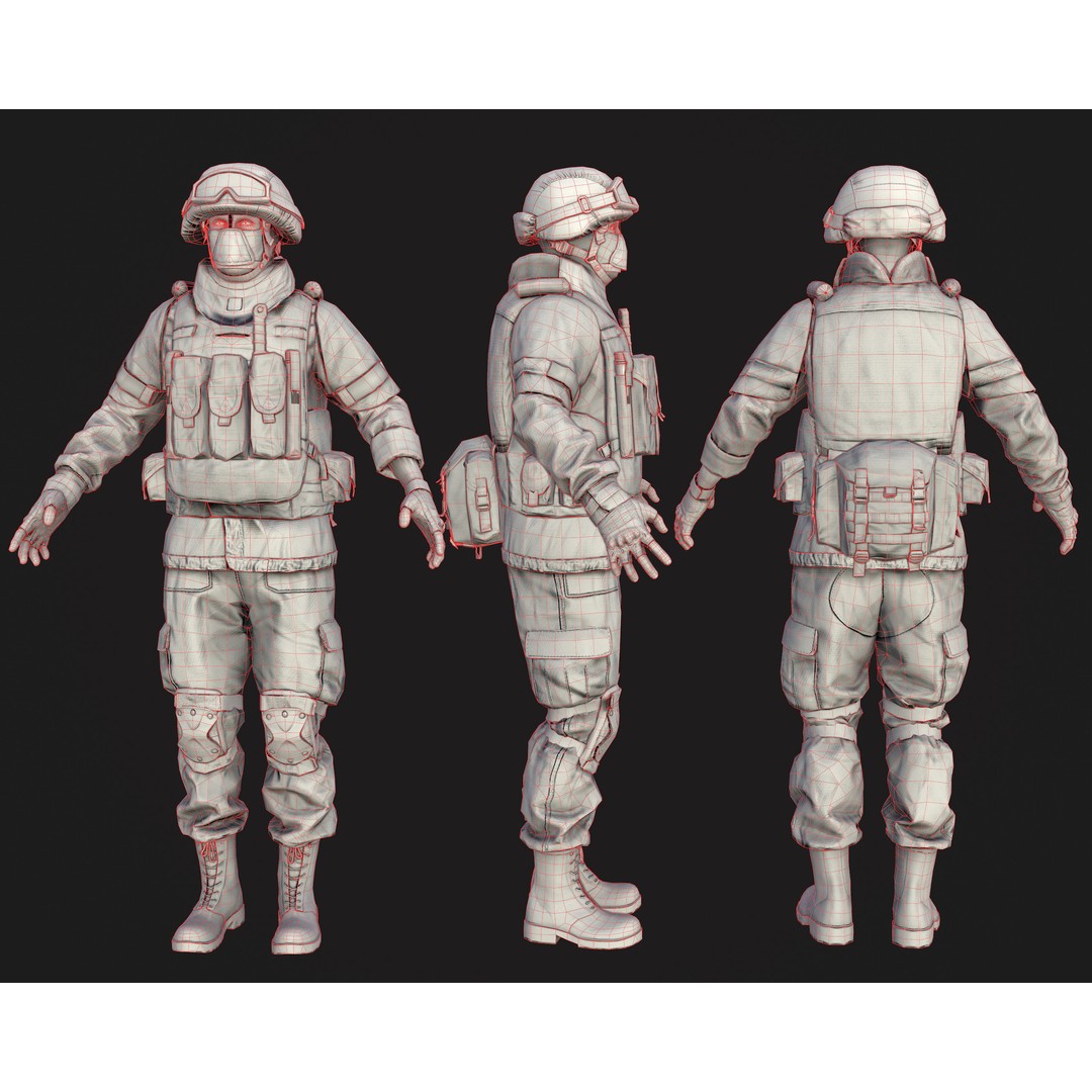 Soldier 3D Model – Low Poly Rigged Character with Ratnik Gear - View 14