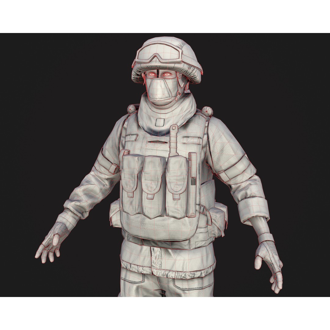 Soldier 3D Model – Low Poly Rigged Character with Ratnik Gear - View 15