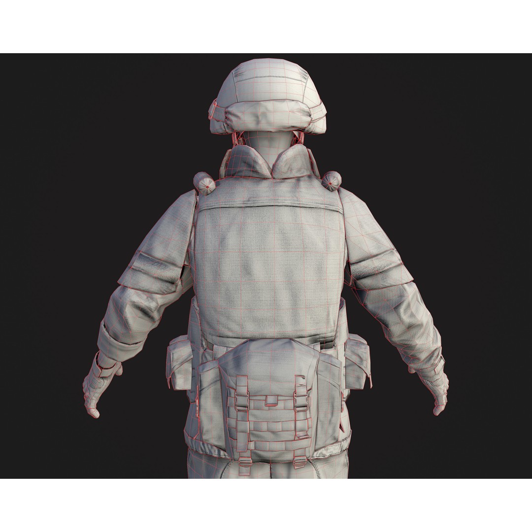 Soldier 3D Model – Low Poly Rigged Character with Ratnik Gear - View 17