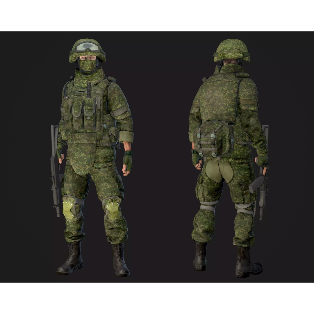 Soldier 3D Model – Low Poly Rigged Character with Ratnik Gear - View 2