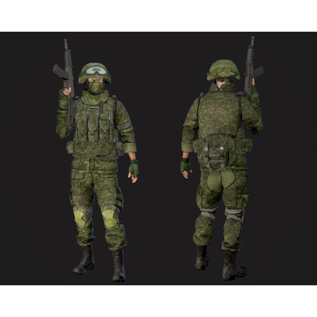 Soldier 3D Model – Low Poly Rigged Character with Ratnik Gear - View 3
