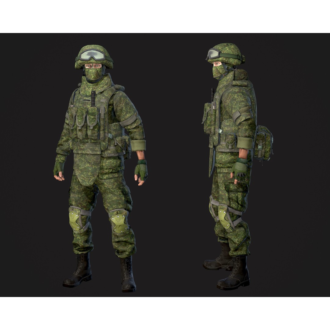 Soldier 3D Model – Low Poly Rigged Character with Ratnik Gear - View 4