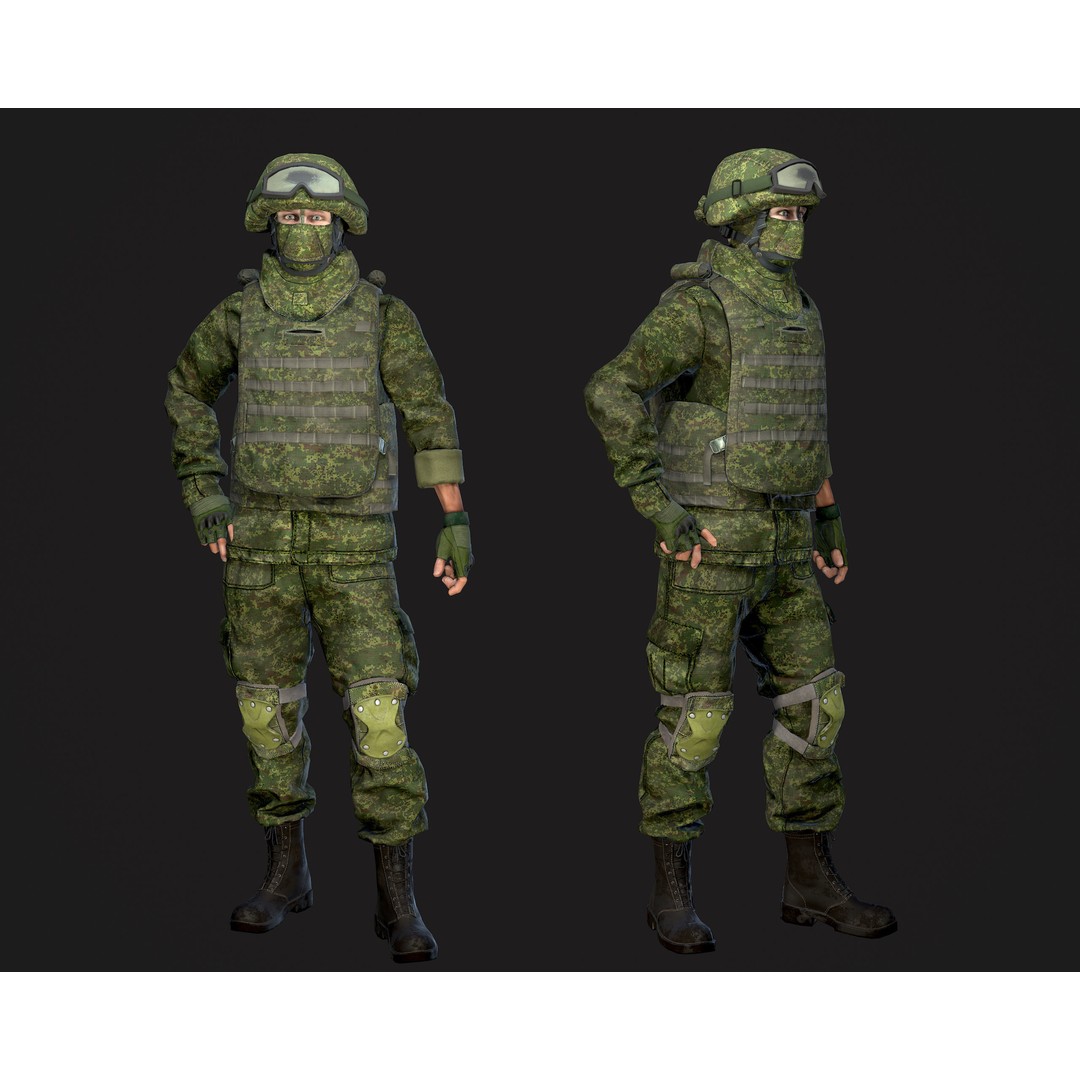 Soldier 3D Model – Low Poly Rigged Character with Ratnik Gear - View 5