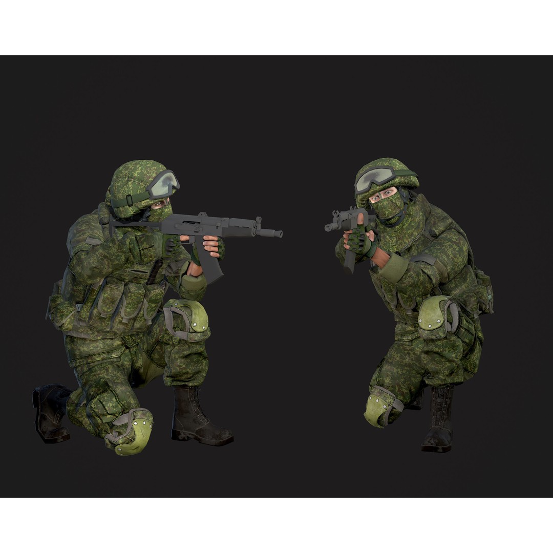 Soldier 3D Model – Low Poly Rigged Character with Ratnik Gear - View 6
