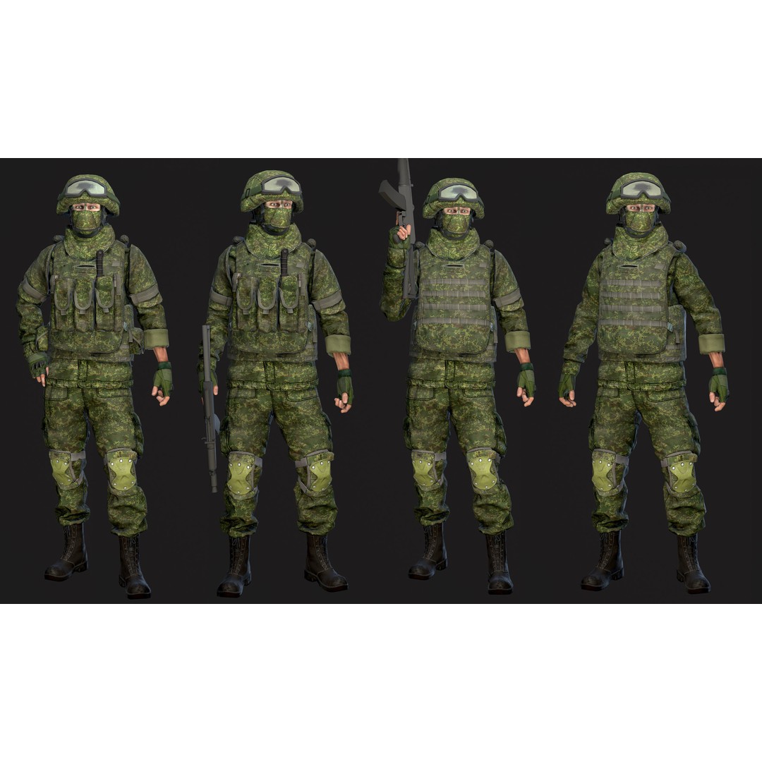 Soldier 3D Model – Low Poly Rigged Character with Ratnik Gear - View 7