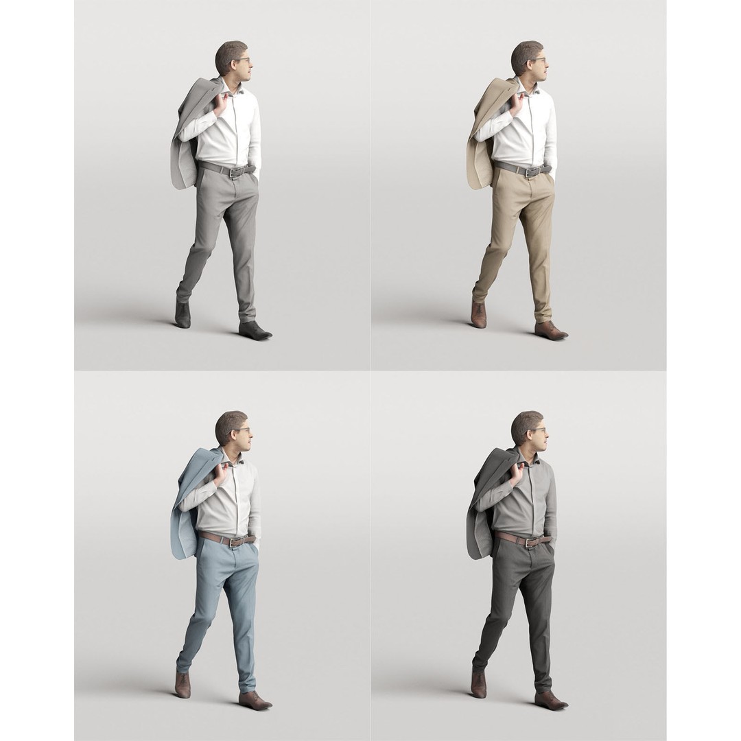 Elegant Man 3D Model – Business Character with Jacket, FBX