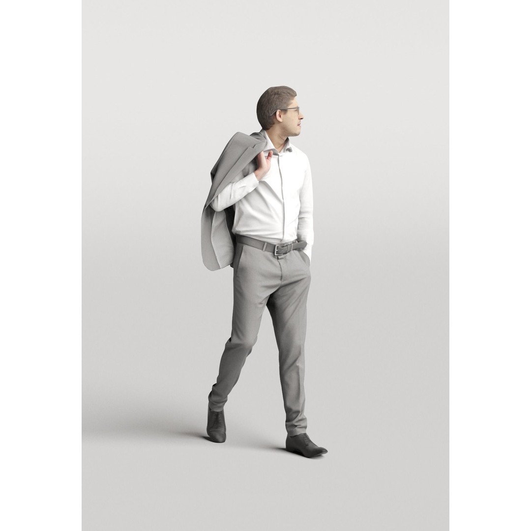 Elegant Man 3D Model – Business Character with Jacket, FBX - View 4