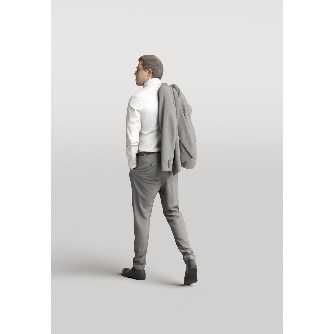 Elegant Man 3D Model – Business Character with Jacket, FBX - View 5