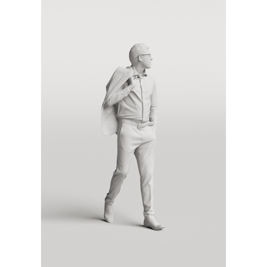 Elegant Man 3D Model – Business Character with Jacket, FBX - View 6