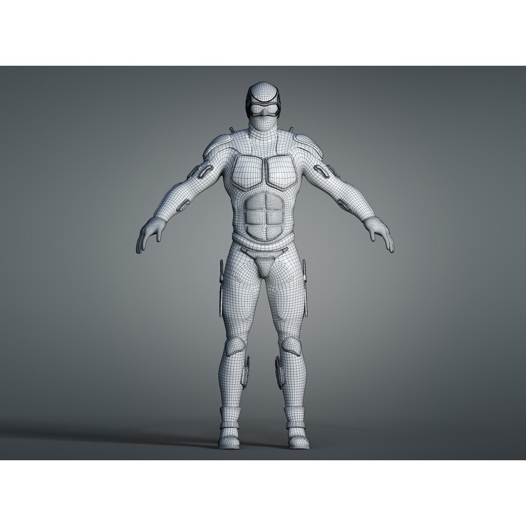 Black Noir 3D Model – Low Poly Rigged Character with PBR Textures, FBX - View 9