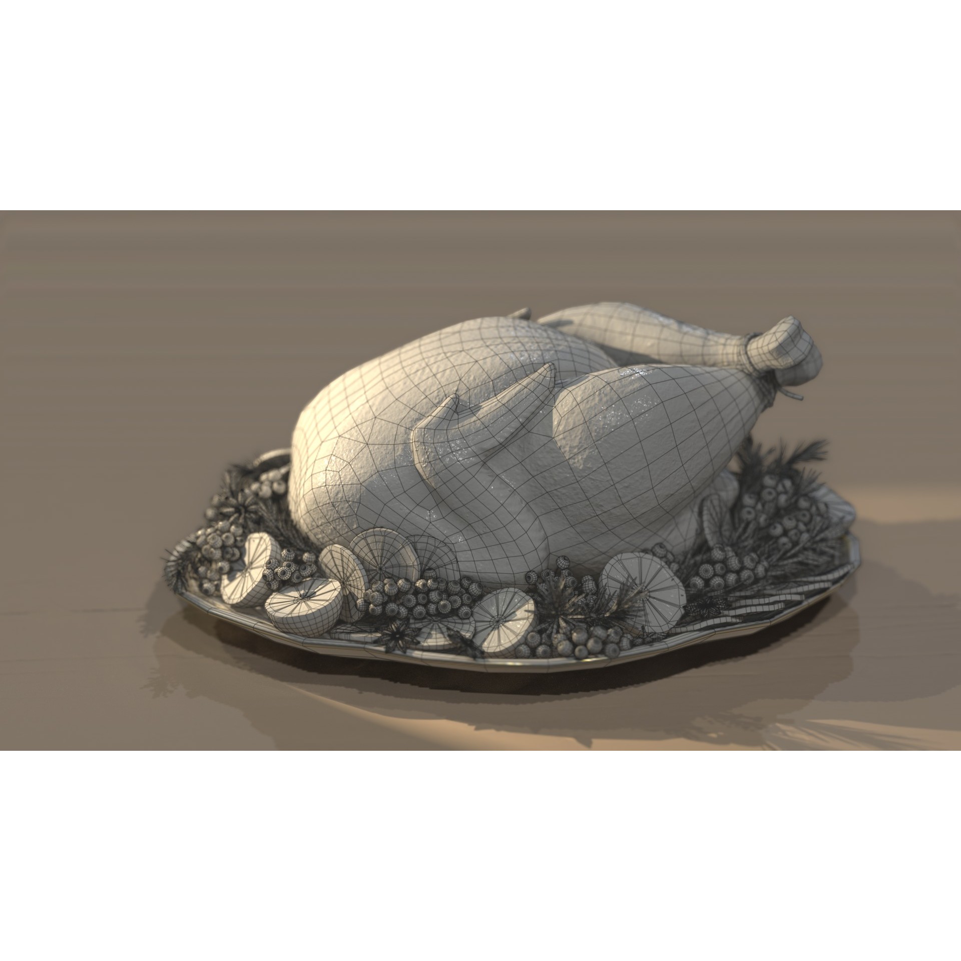 Turkey, Oranges and Berries - Low-Poly 3D Model