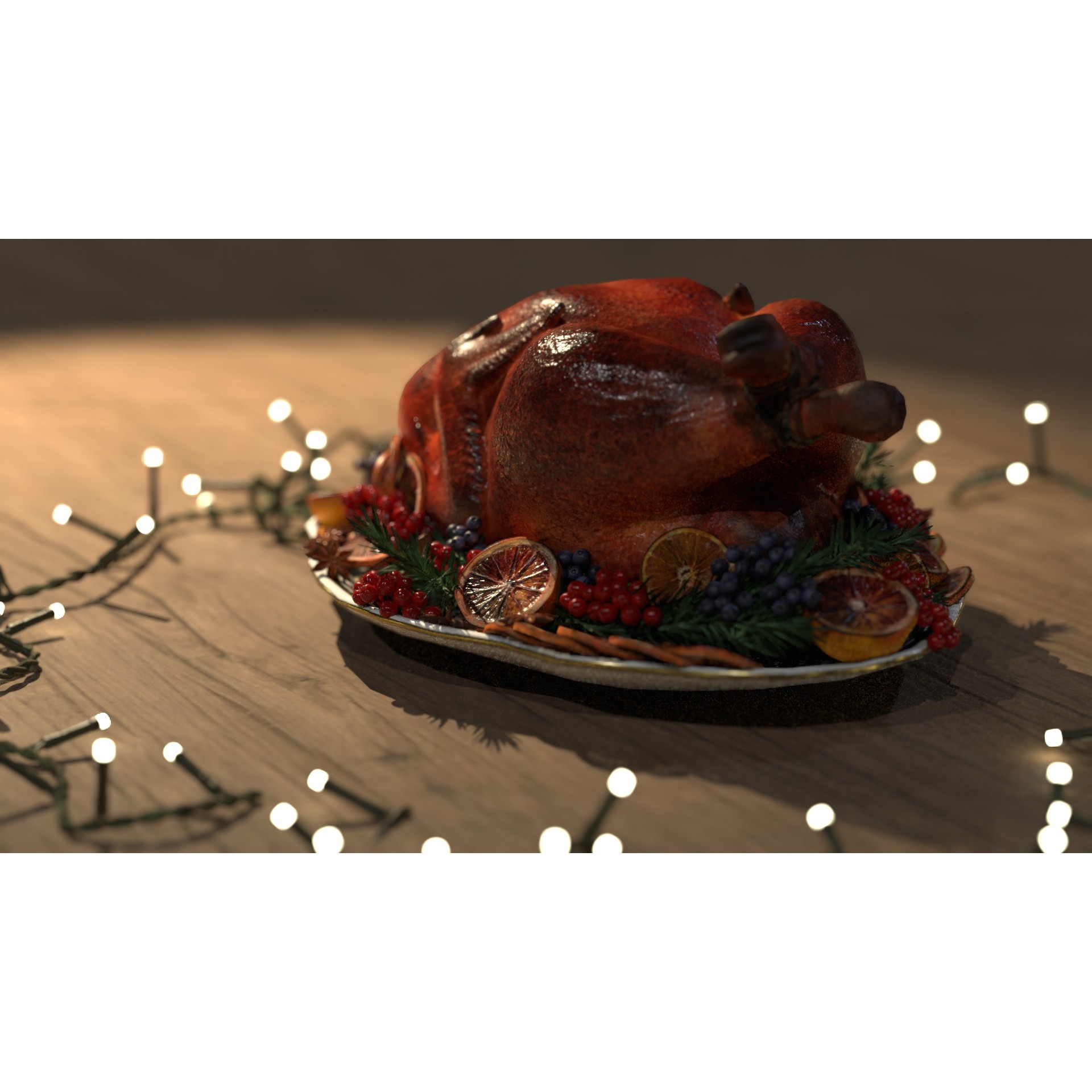 Turkey, Oranges and Berries - Low-Poly 3D Model - View 10