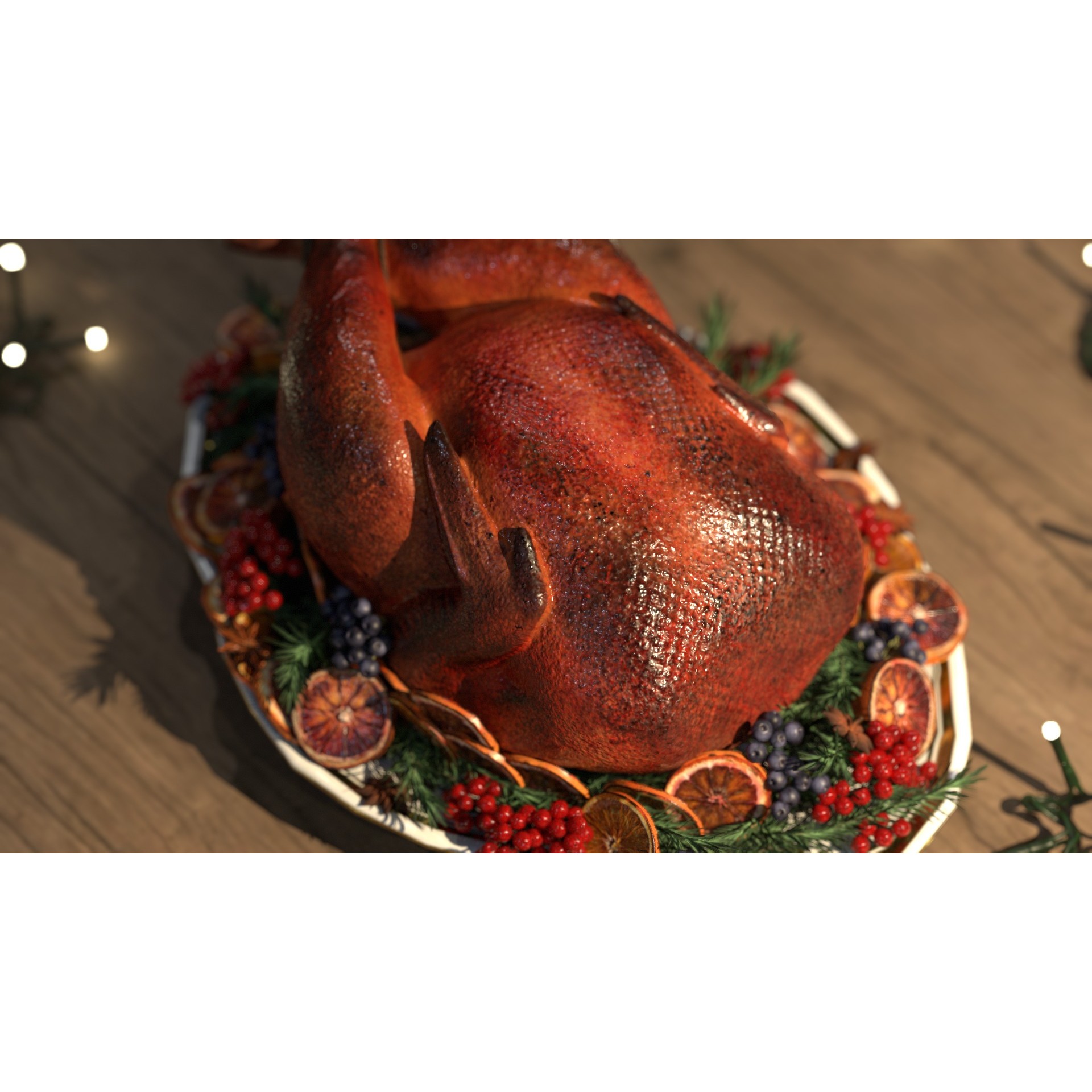 Turkey, Oranges and Berries - Low-Poly 3D Model - View 12