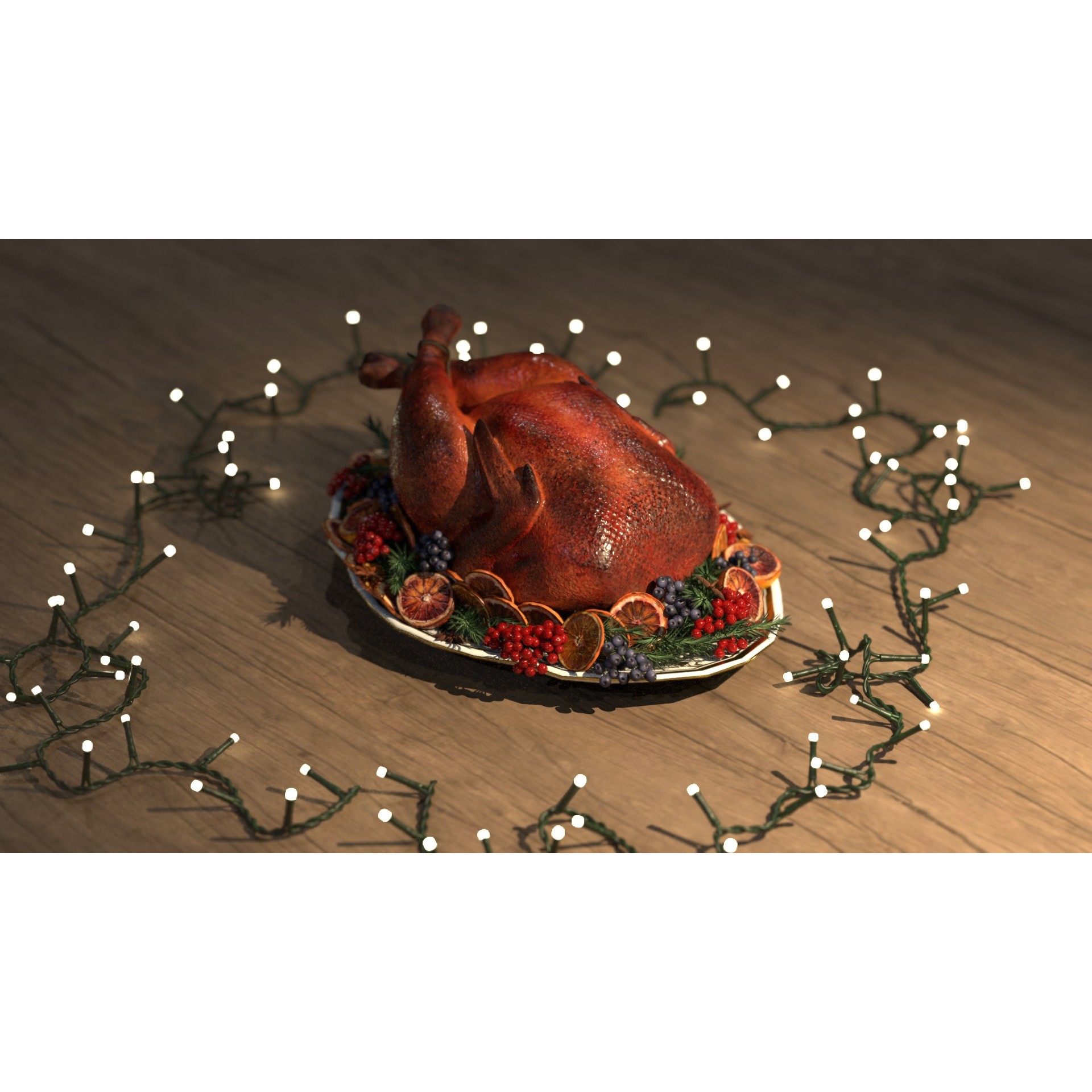 Turkey, Oranges and Berries - Low-Poly 3D Model - View 13
