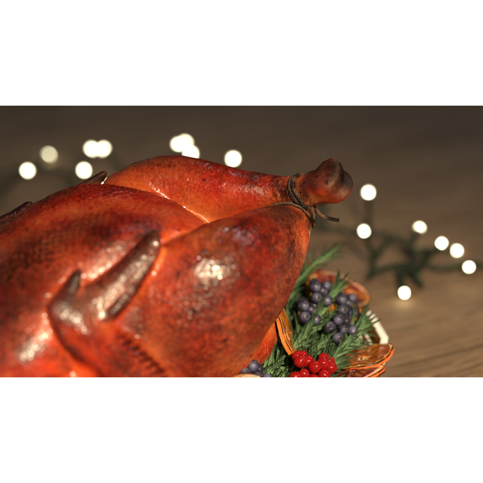 Turkey, Oranges and Berries - Low-Poly 3D Model - View 14