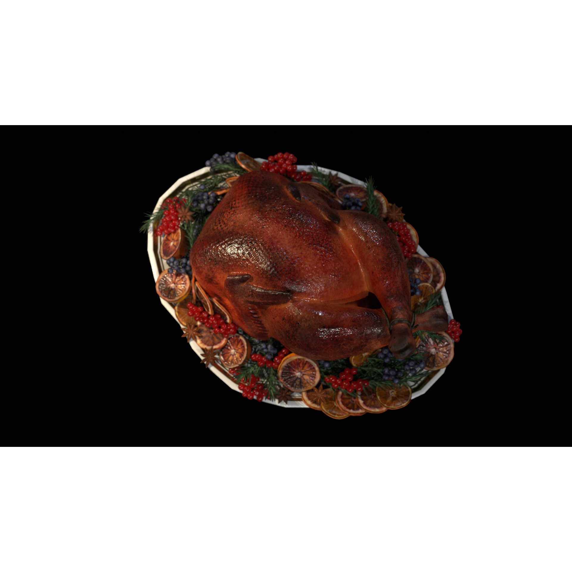 Turkey, Oranges and Berries - Low-Poly 3D Model - View 15