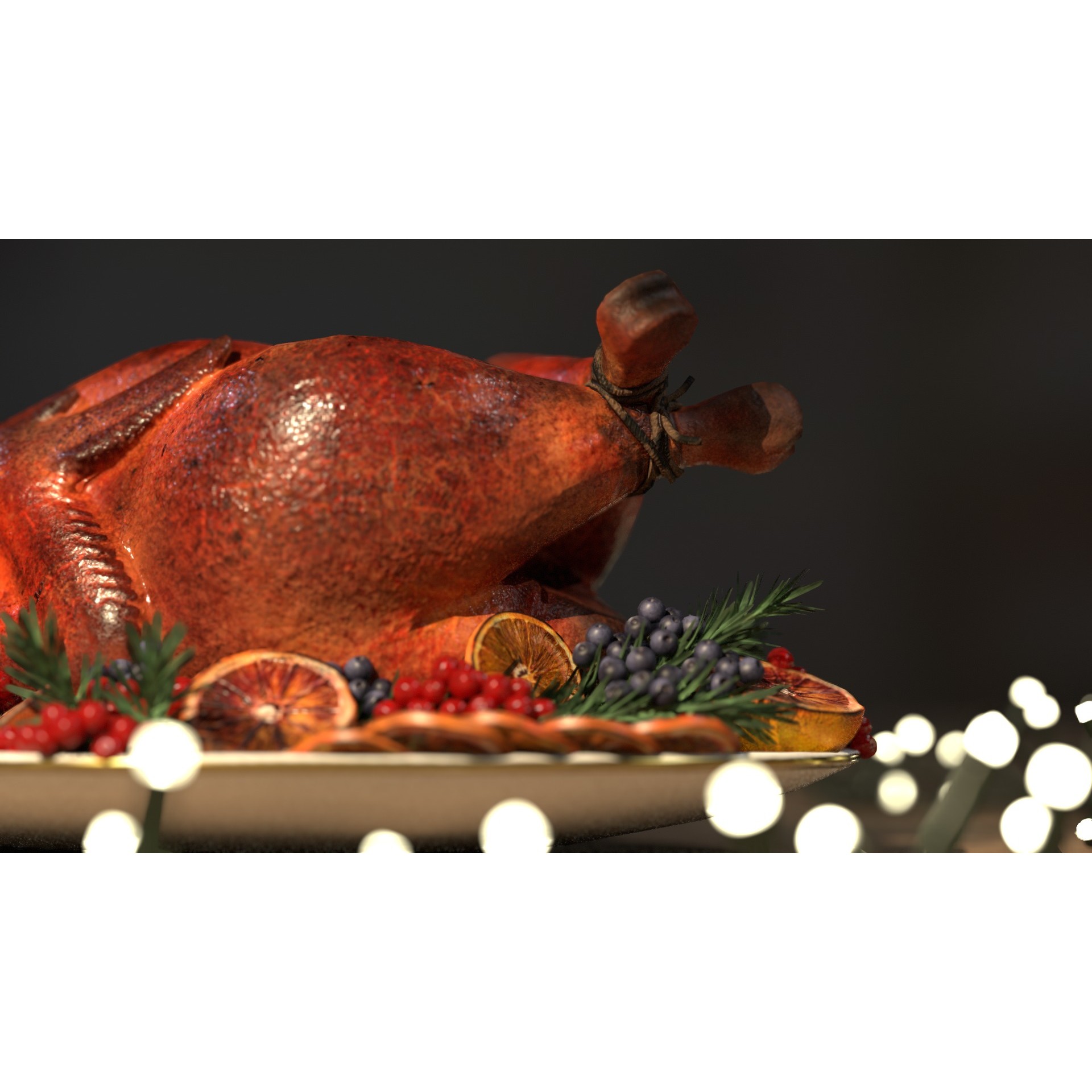 Turkey, Oranges and Berries - Low-Poly 3D Model - View 16