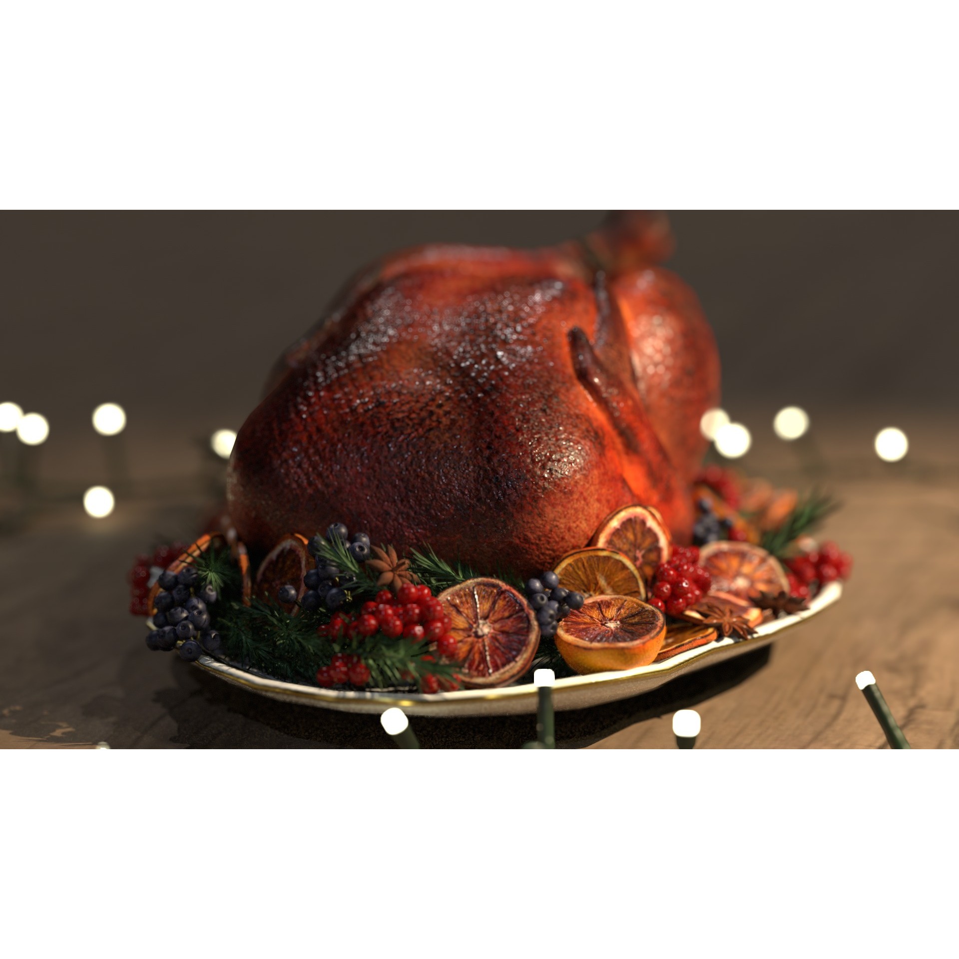 Turkey, Oranges and Berries - Low-Poly 3D Model - View 17