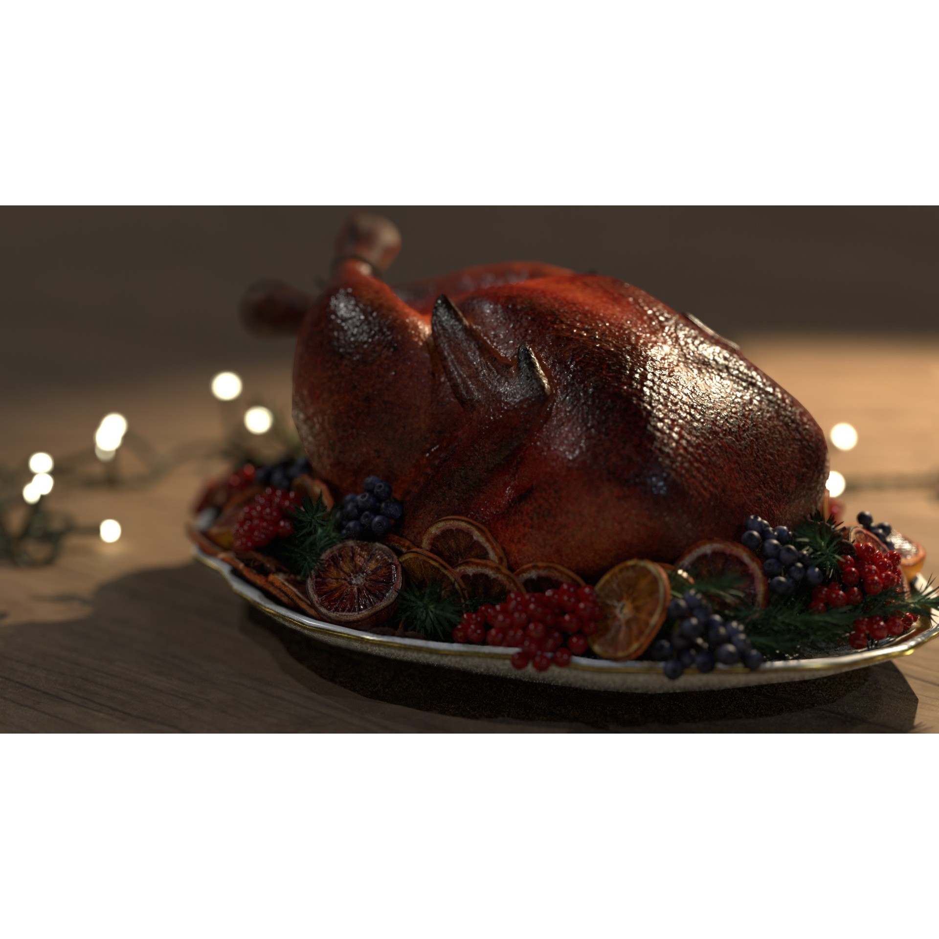 Turkey, Oranges and Berries - Low-Poly 3D Model - View 18