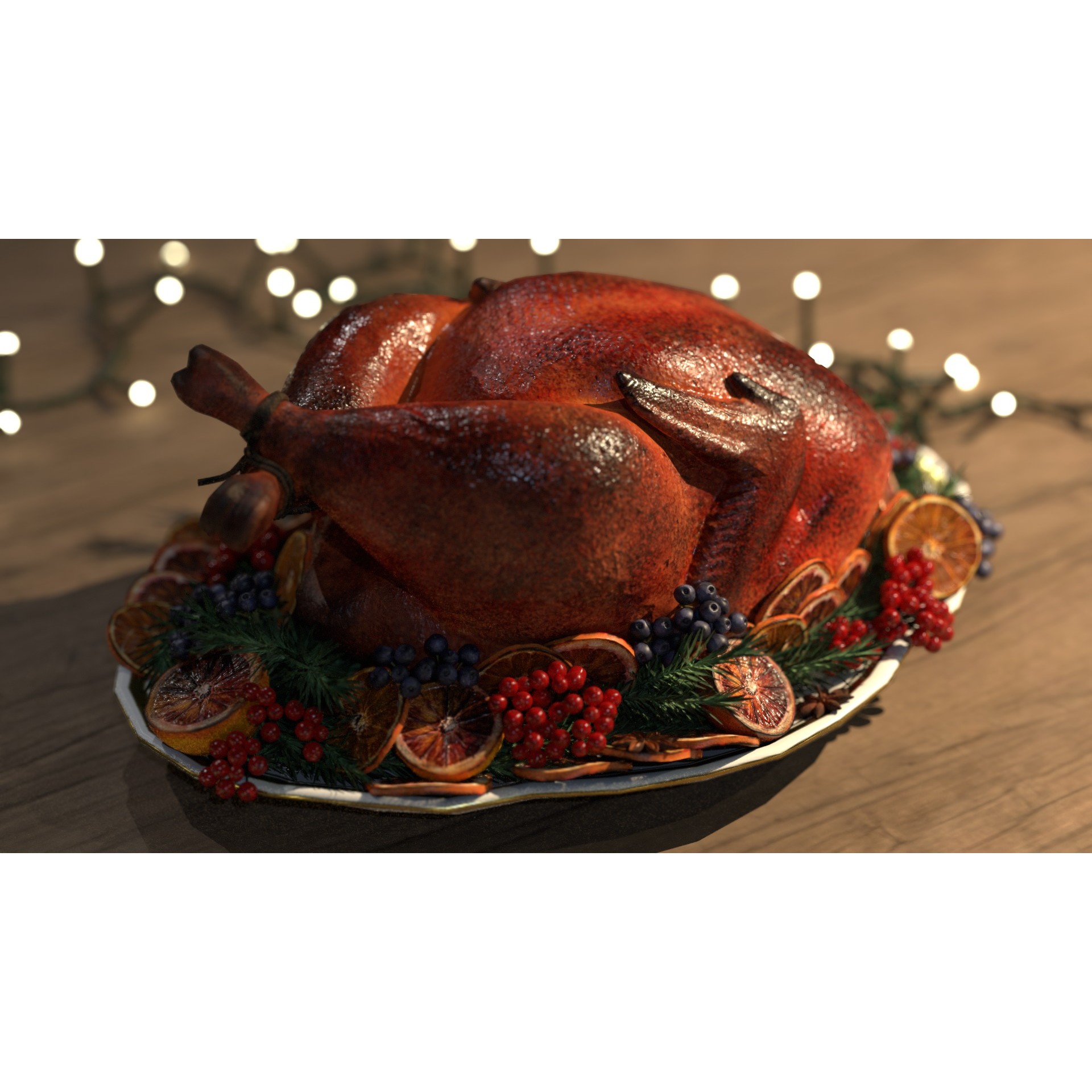 Turkey, Oranges and Berries - Low-Poly 3D Model - View 19