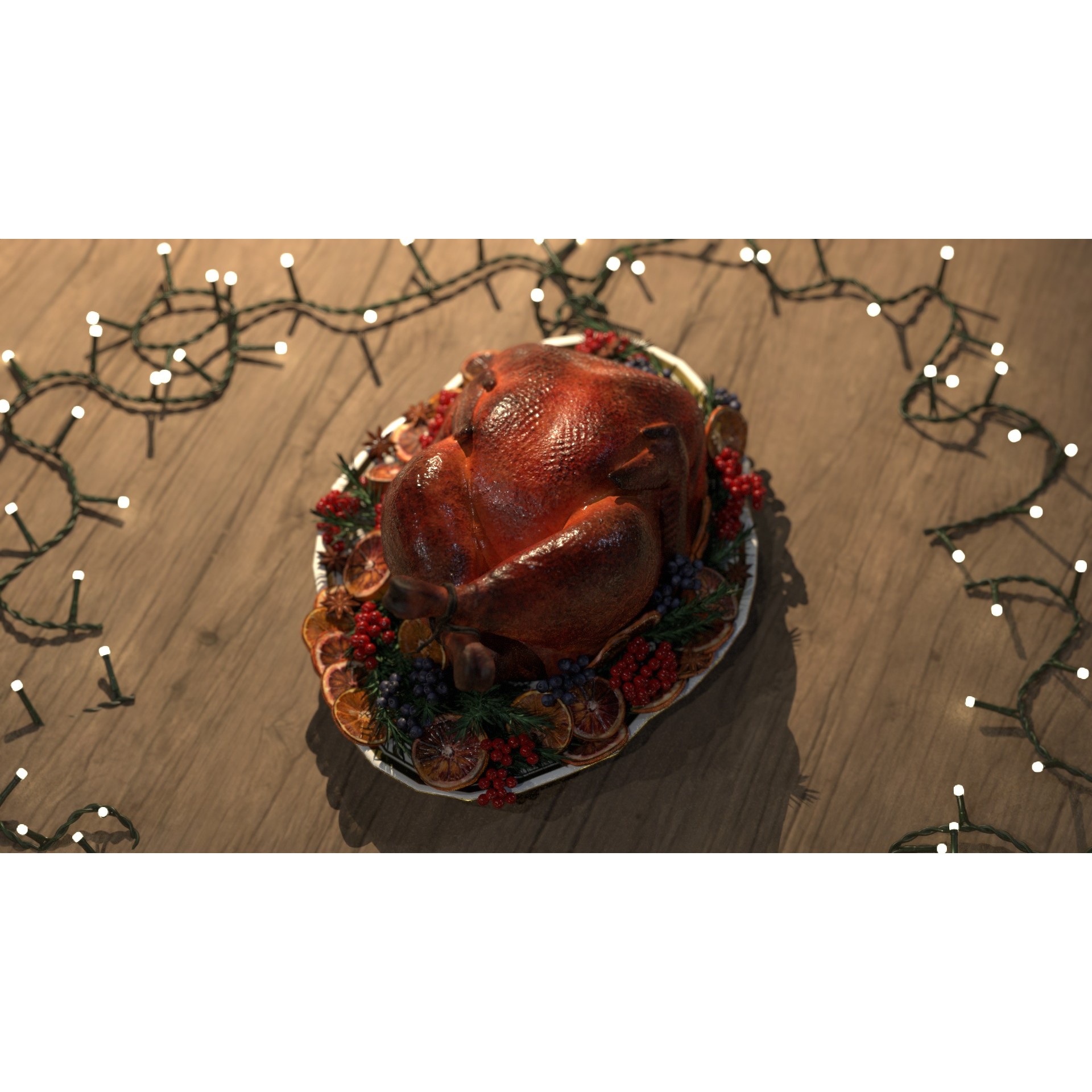 Turkey, Oranges and Berries - Low-Poly 3D Model - View 20