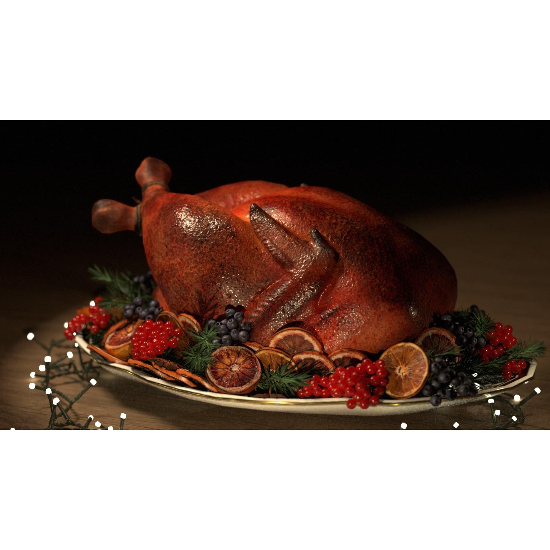 Turkey, Oranges and Berries - Low-Poly 3D Model - View 24