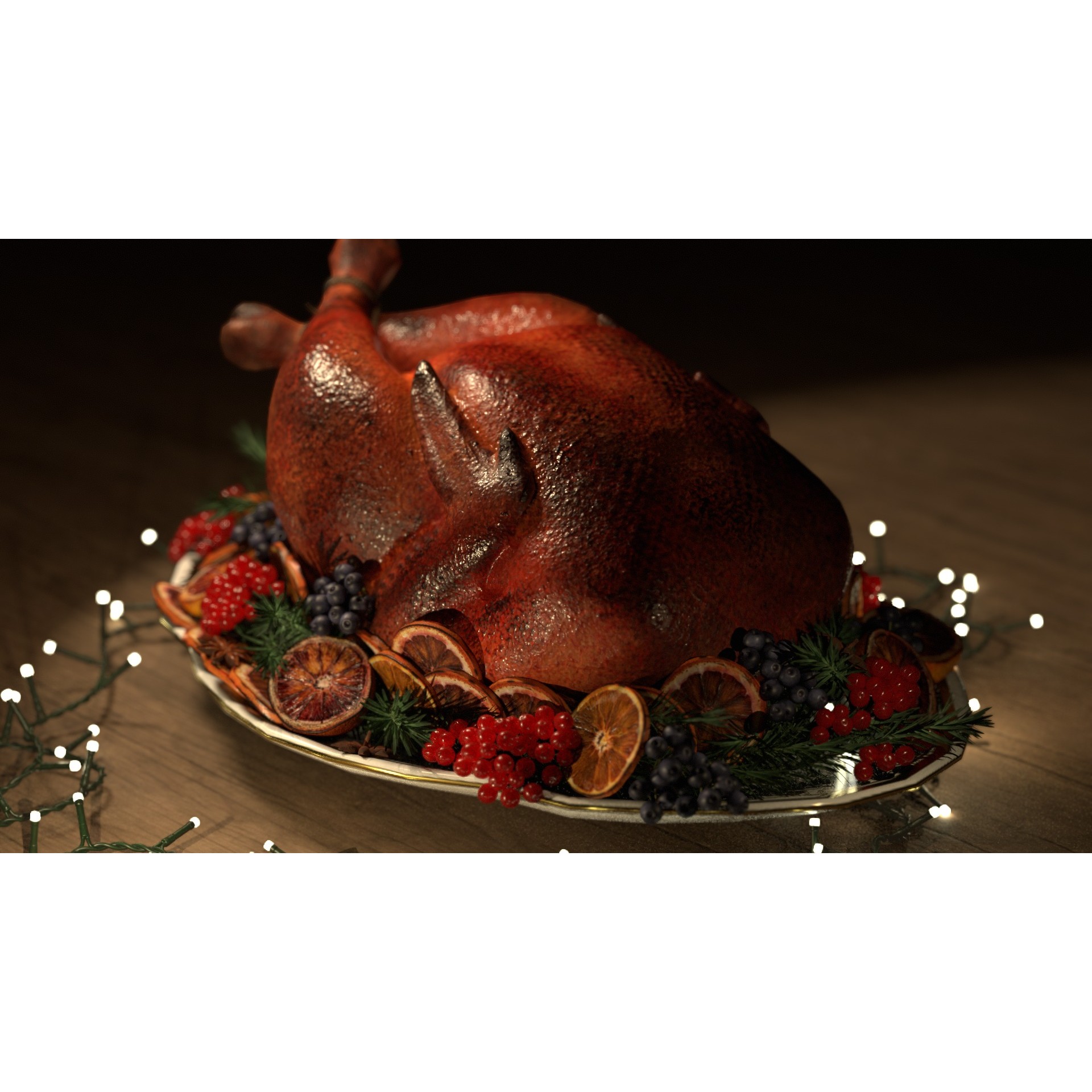 Turkey, Oranges and Berries - Low-Poly 3D Model - View 25