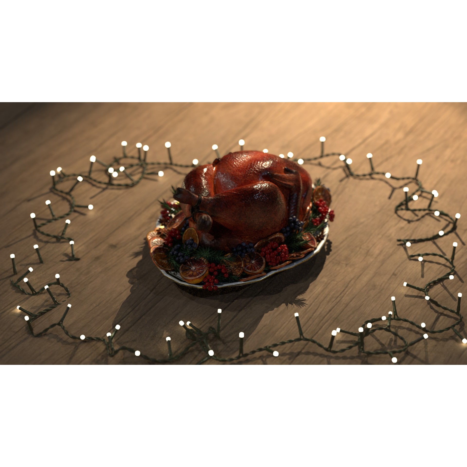 Turkey, Oranges and Berries - Low-Poly 3D Model - View 3