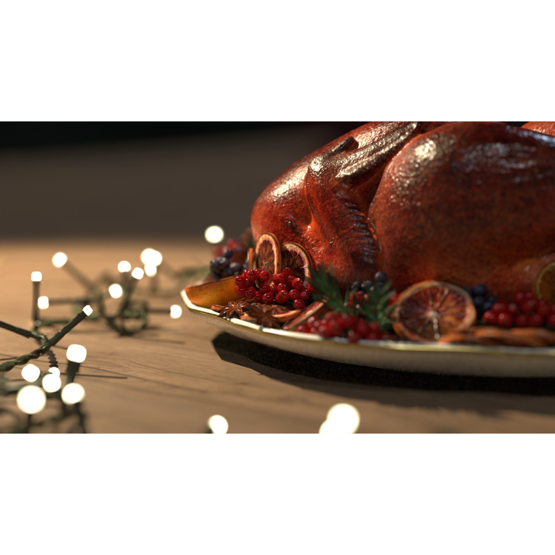Turkey, Oranges and Berries - Low-Poly 3D Model - View 5