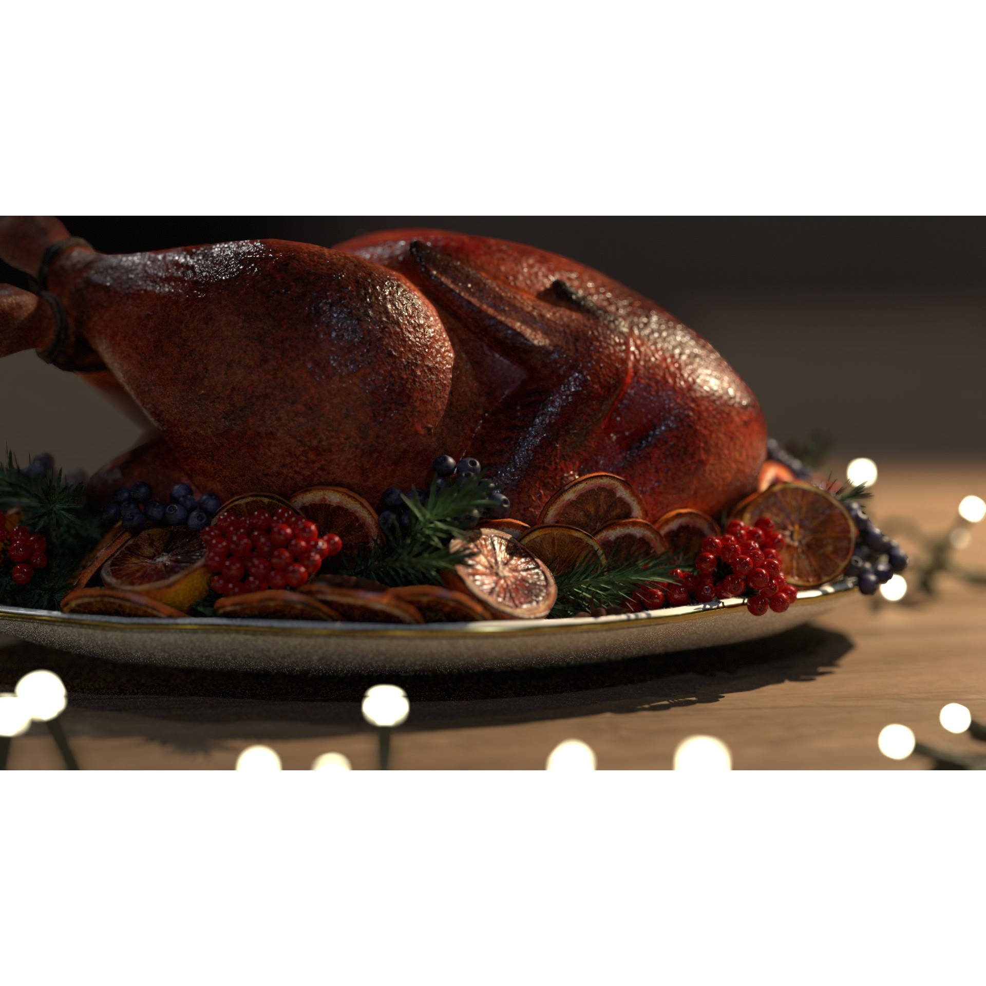 Turkey, Oranges and Berries - Low-Poly 3D Model - View 6