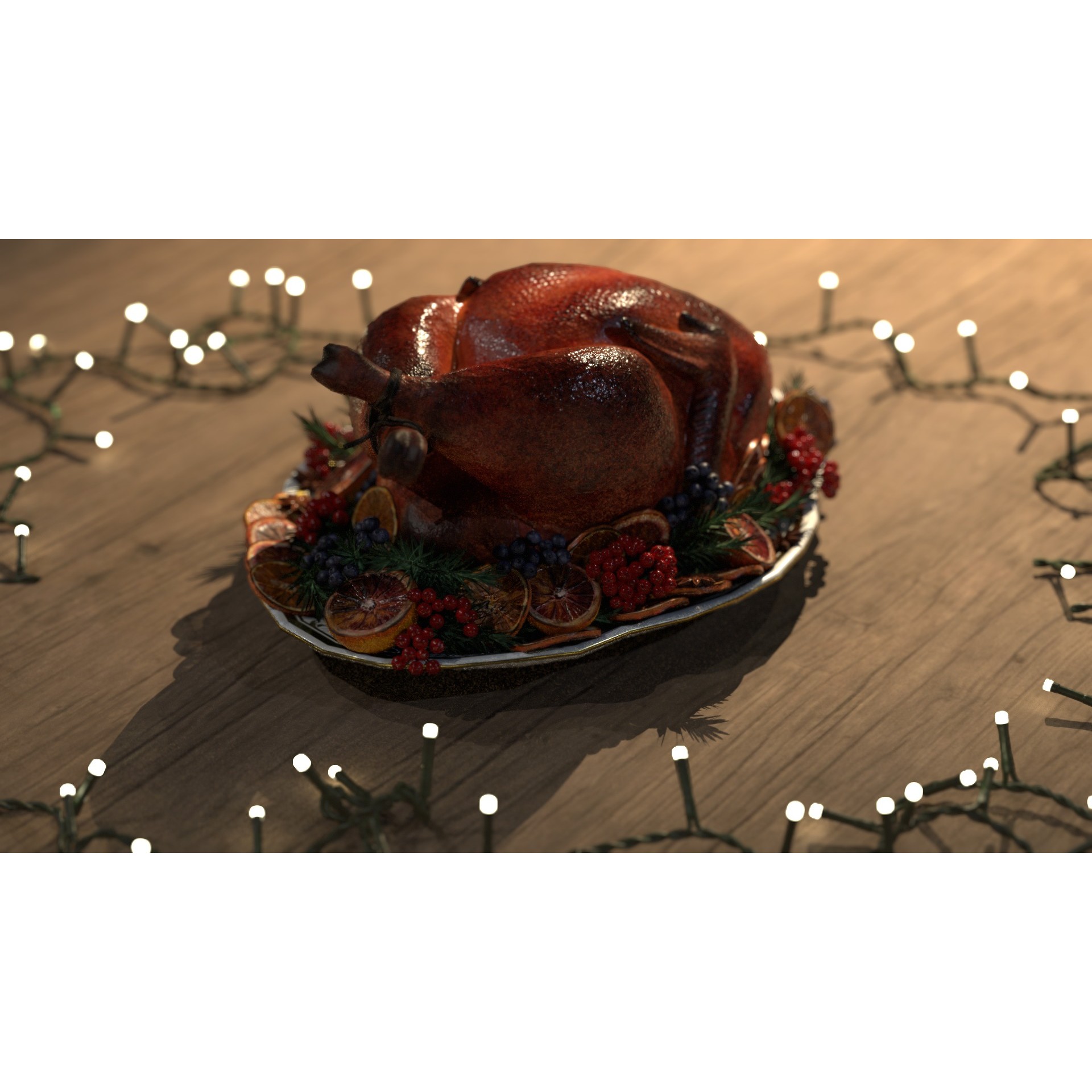 Turkey, Oranges and Berries - Low-Poly 3D Model - View 7