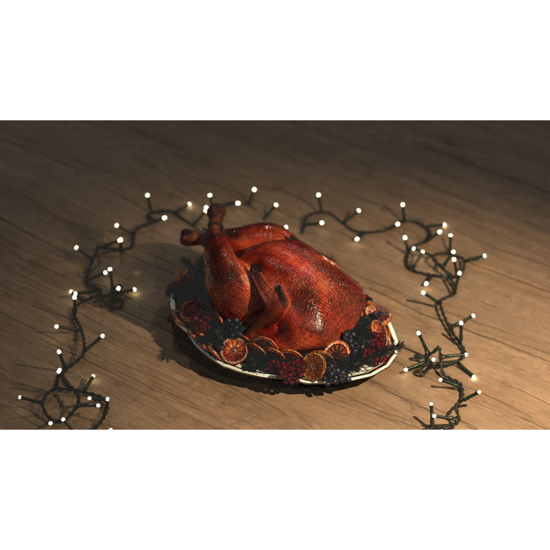 Turkey, Oranges and Berries - Low-Poly 3D Model - View 8