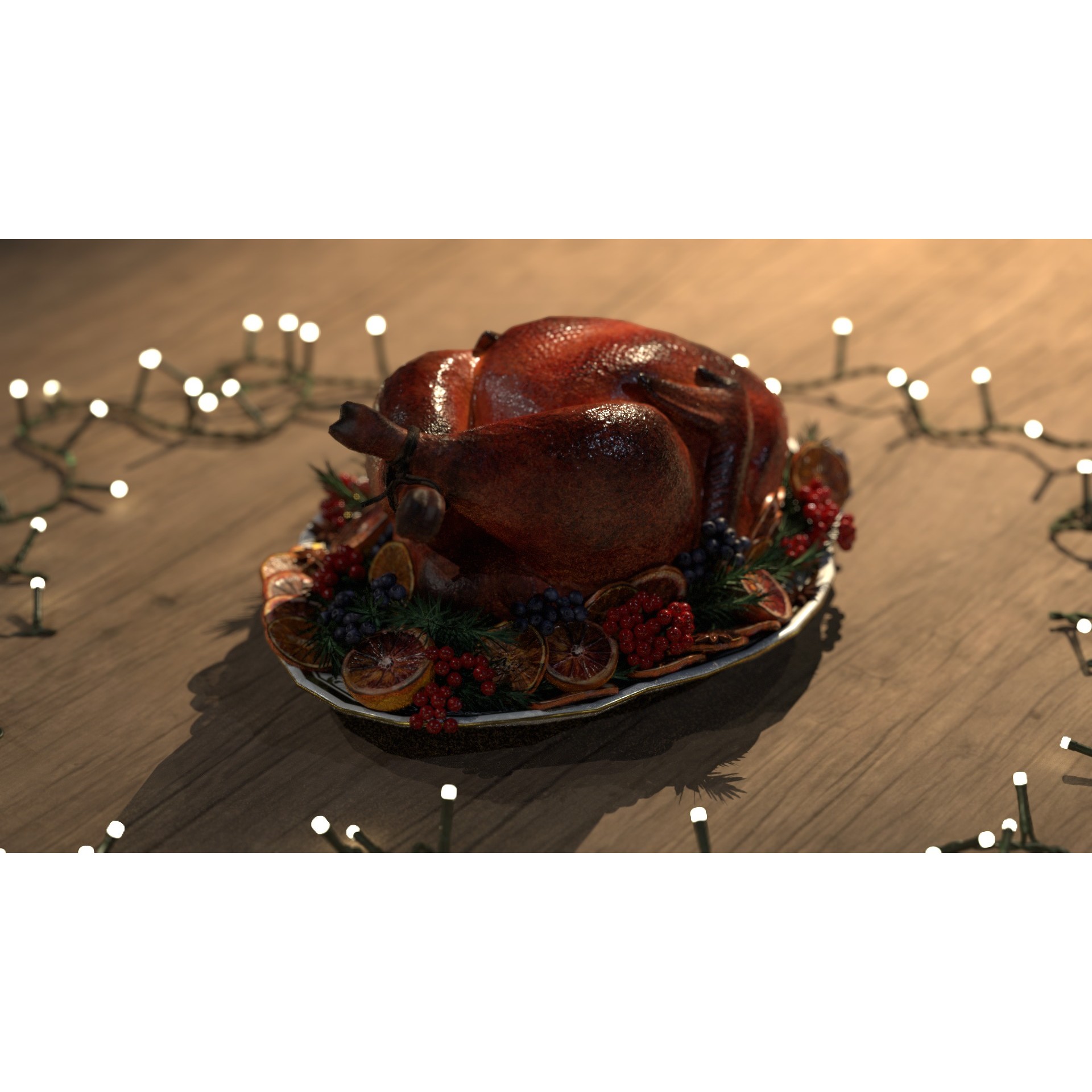 Turkey, Oranges and Berries - Low-Poly 3D Model - View 9