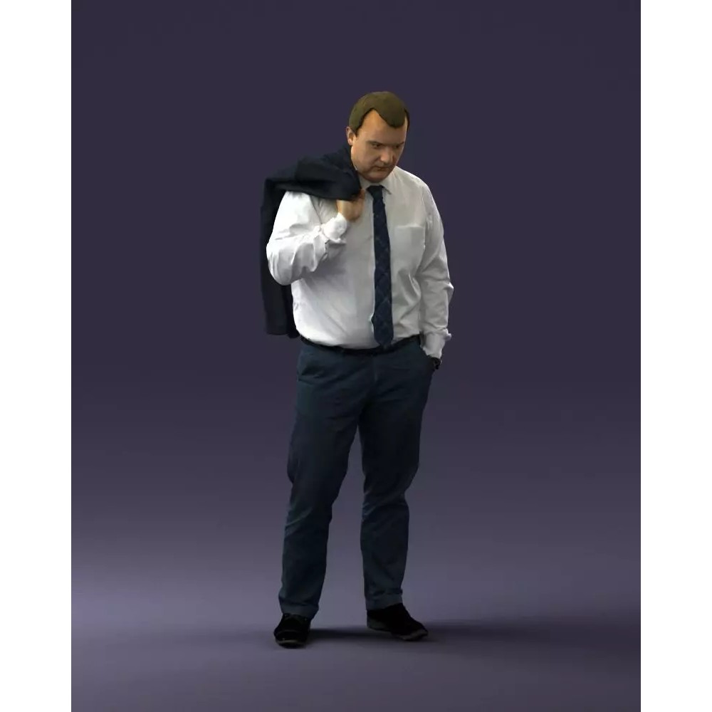 Man 3D Model – Business Attire Character with Jacket, FBX - View 2