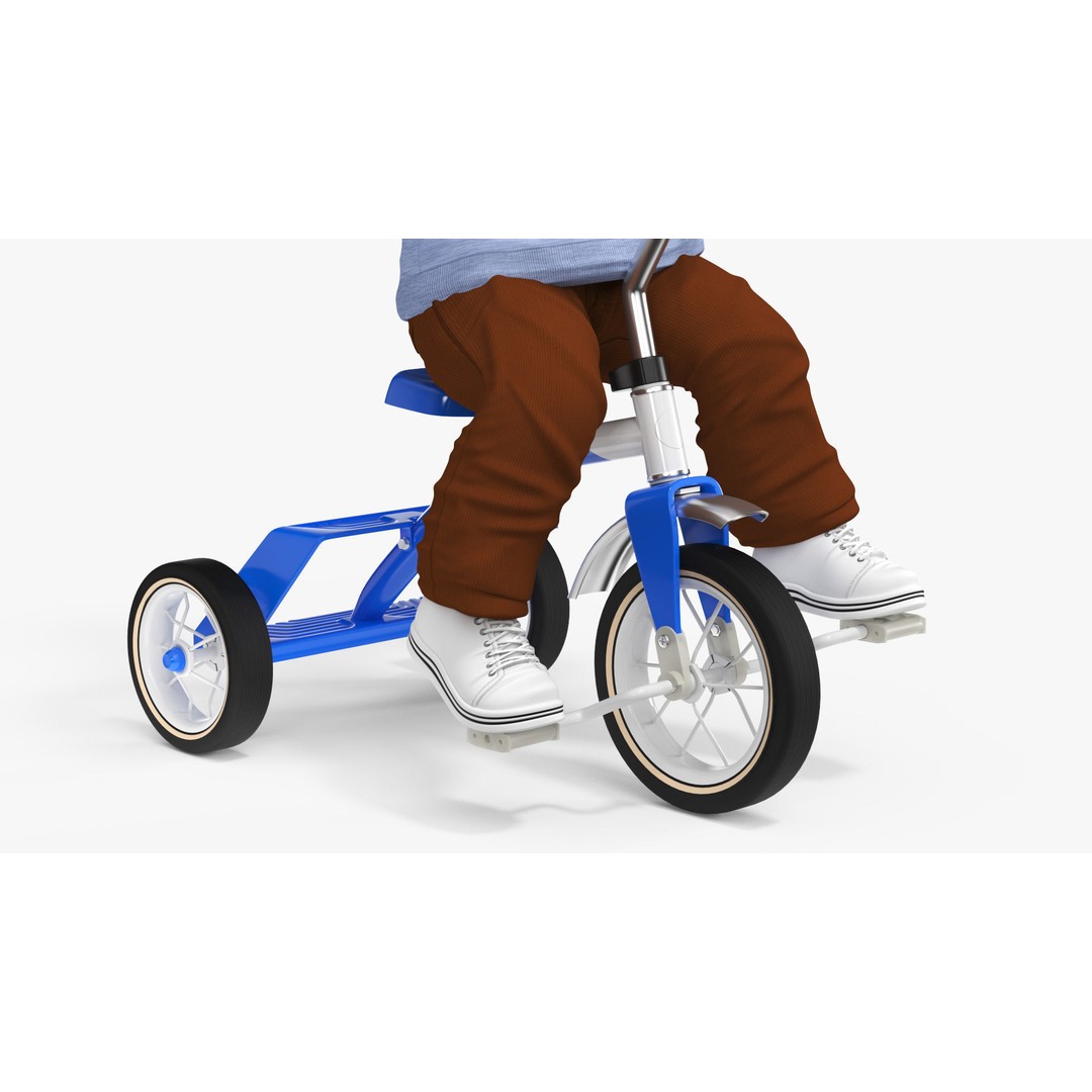 One Year Old Toddler on a Tricycle 3D Model – Realistic Child Character, PBR Textures - View 10