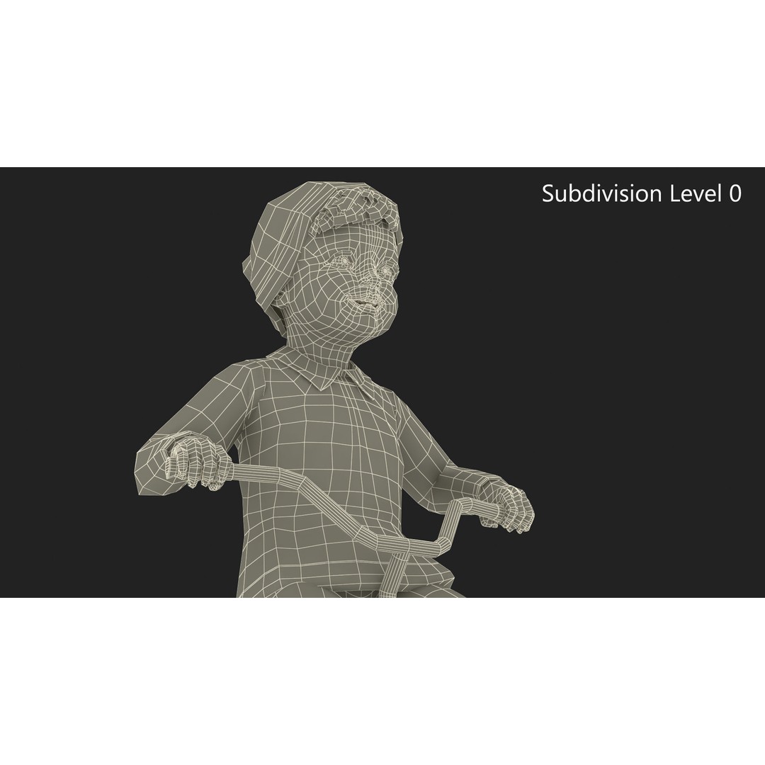 One Year Old Toddler on a Tricycle 3D Model – Realistic Child Character, PBR Textures - View 14