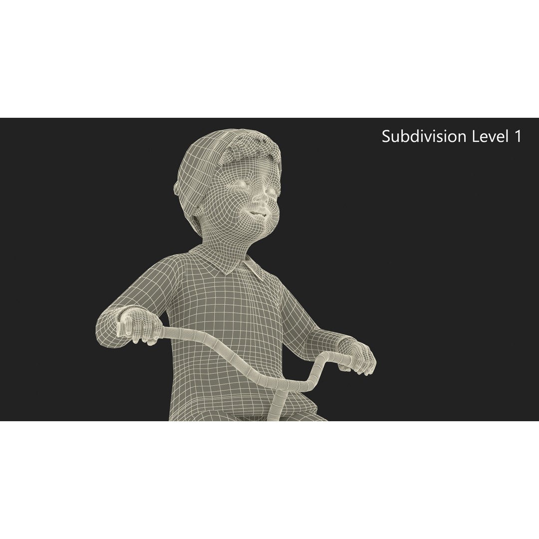 One Year Old Toddler on a Tricycle 3D Model – Realistic Child Character, PBR Textures - View 15