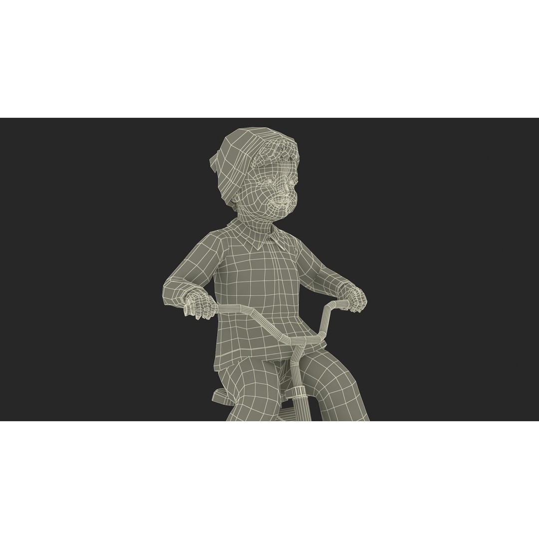 One Year Old Toddler on a Tricycle 3D Model – Realistic Child Character, PBR Textures - View 24
