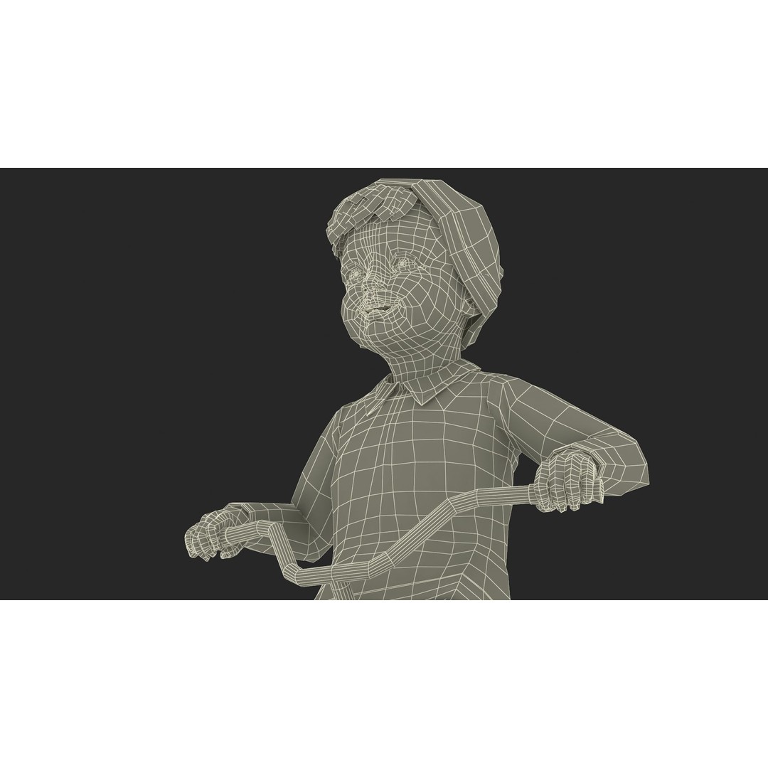 One Year Old Toddler on a Tricycle 3D Model – Realistic Child Character, PBR Textures - View 25