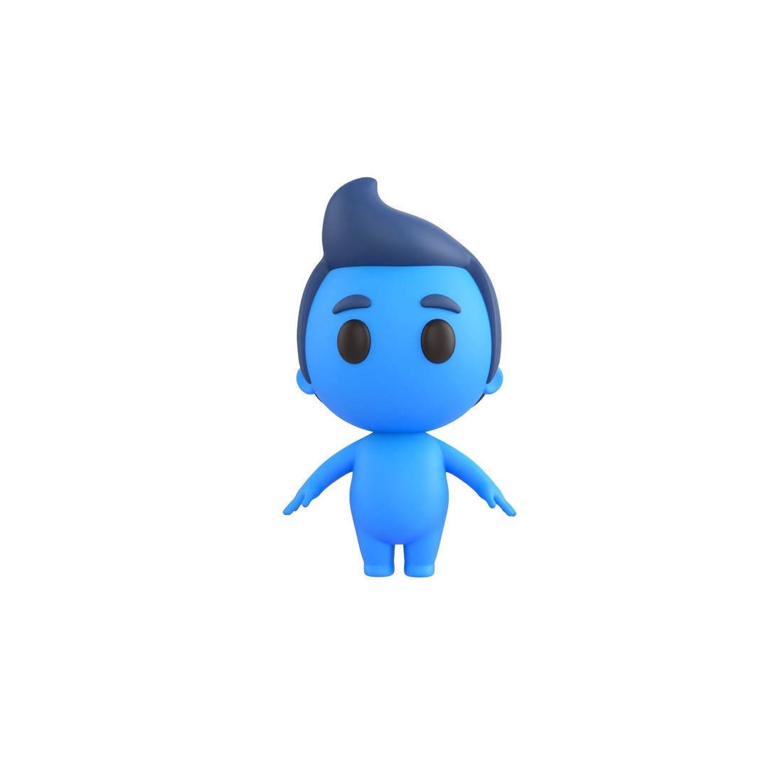 Rigged Little Man 3D Model – Cartoon Character, FBX & OBJ Formats - View 12