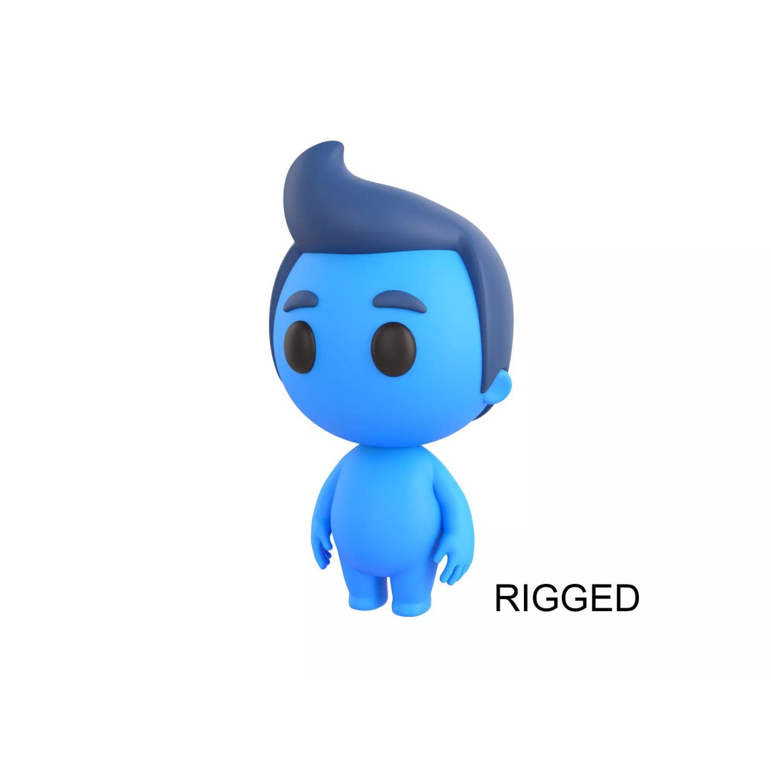 Rigged Little Man 3D Model – Cartoon Character, FBX & OBJ Formats - View 2