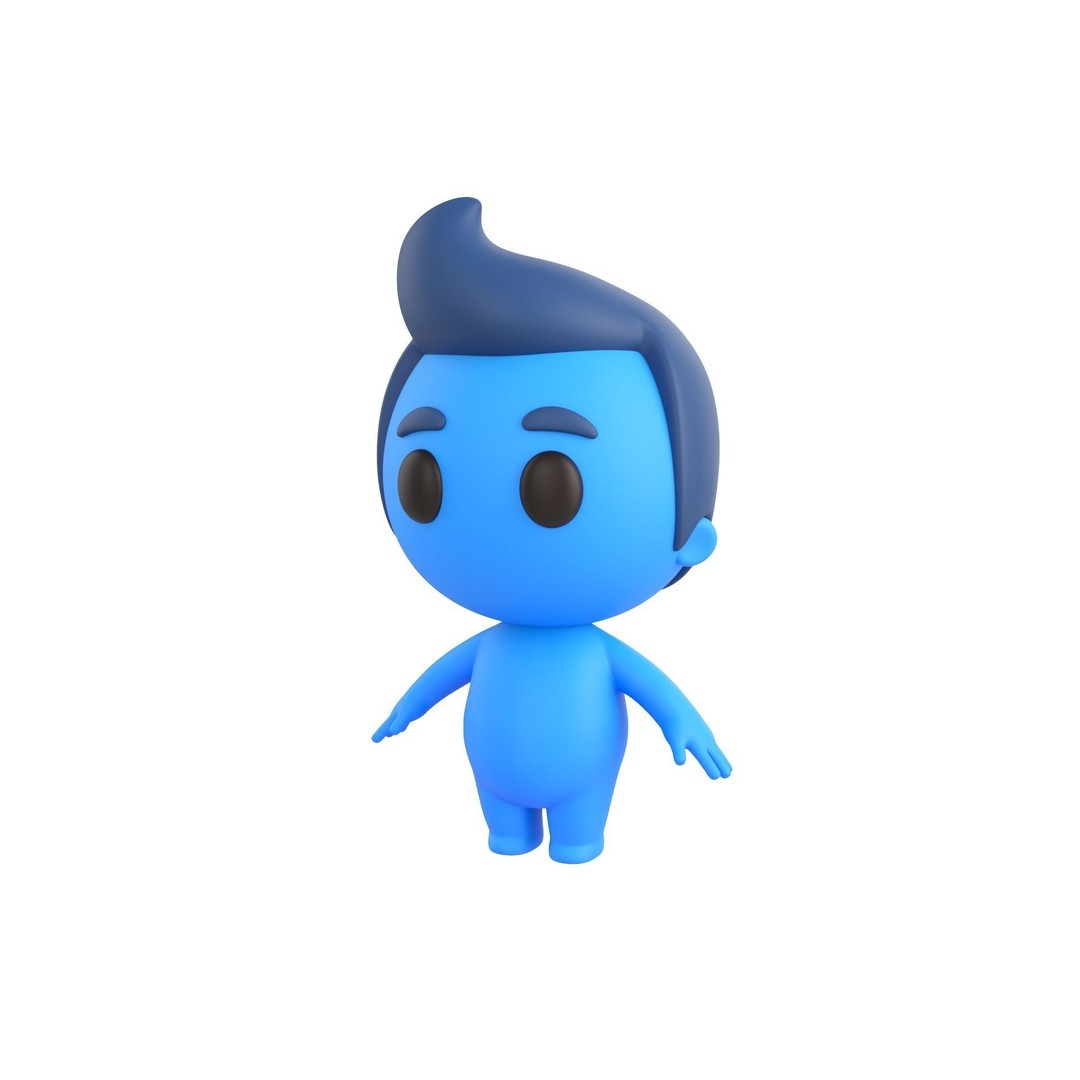Rigged Little Man 3D Model – Cartoon Character, FBX & OBJ Formats - View 4