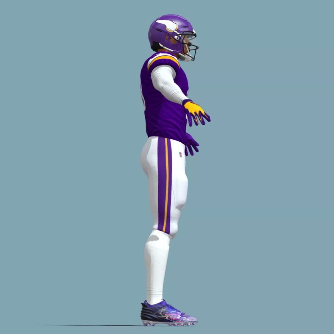Justin Jefferson 3D Model – A-Pose Rigged Character for Animation - View 6