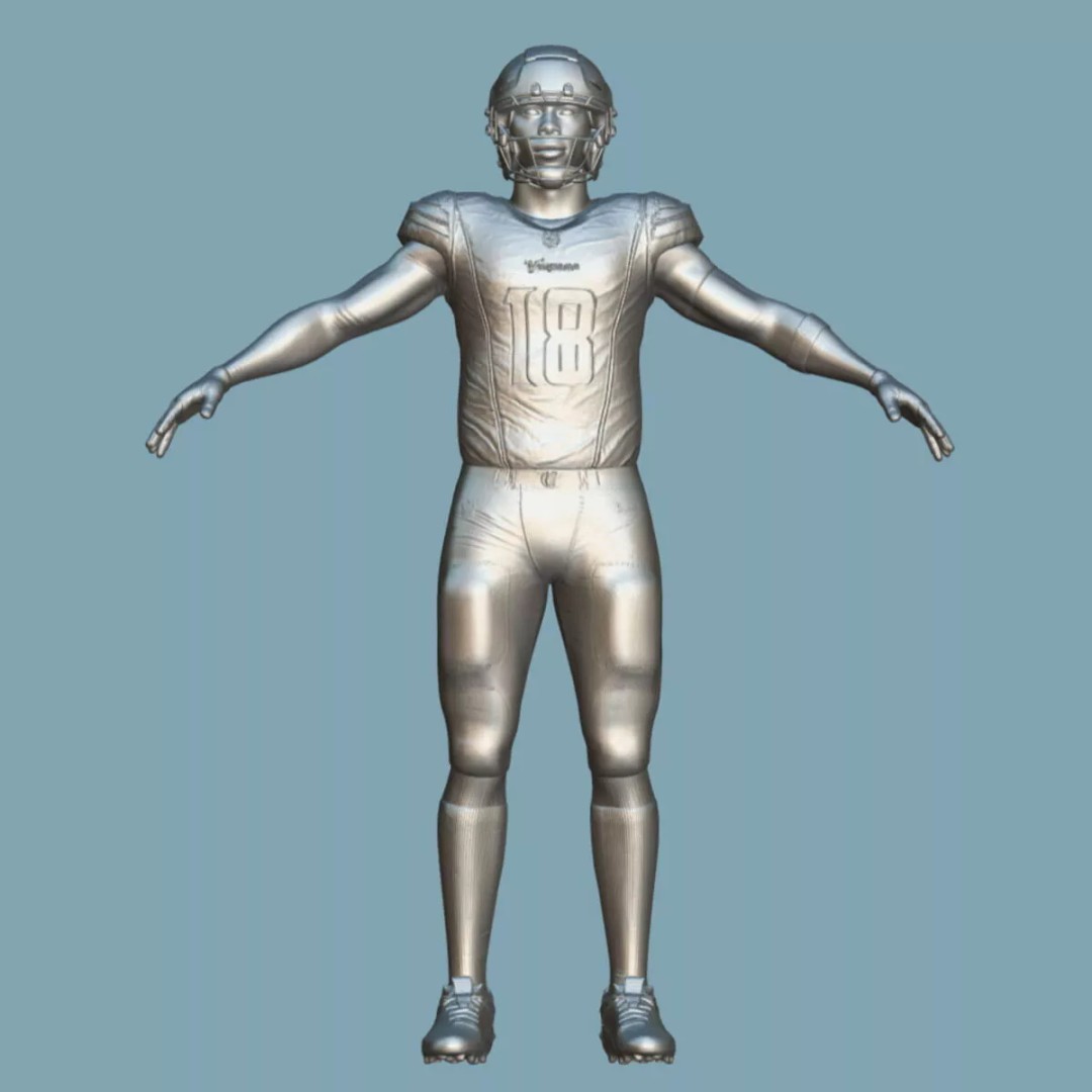 Justin Jefferson 3D Model – A-Pose Rigged Character for Animation - View 7