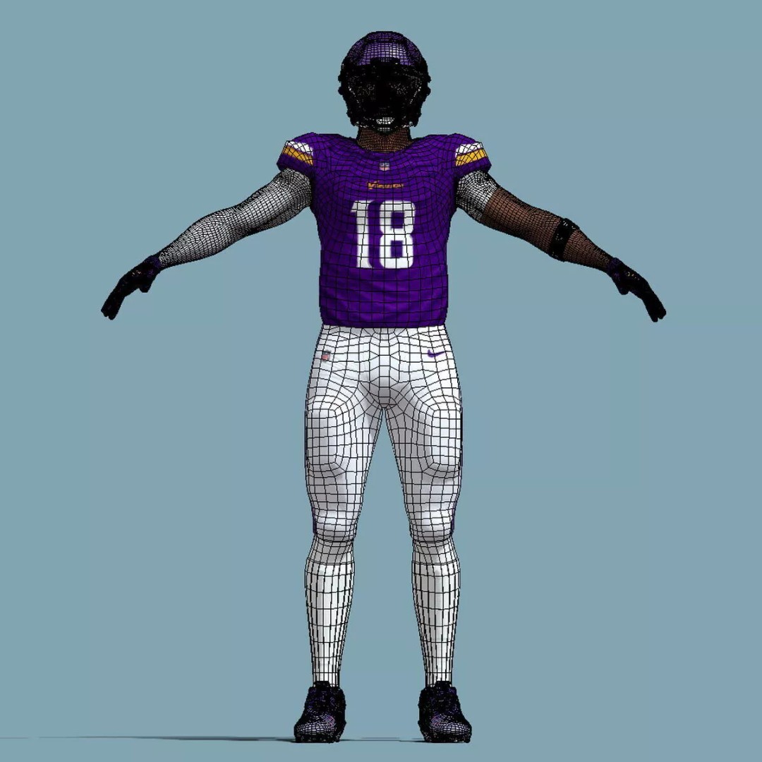 Justin Jefferson 3D Model – A-Pose Rigged Character for Animation - View 9
