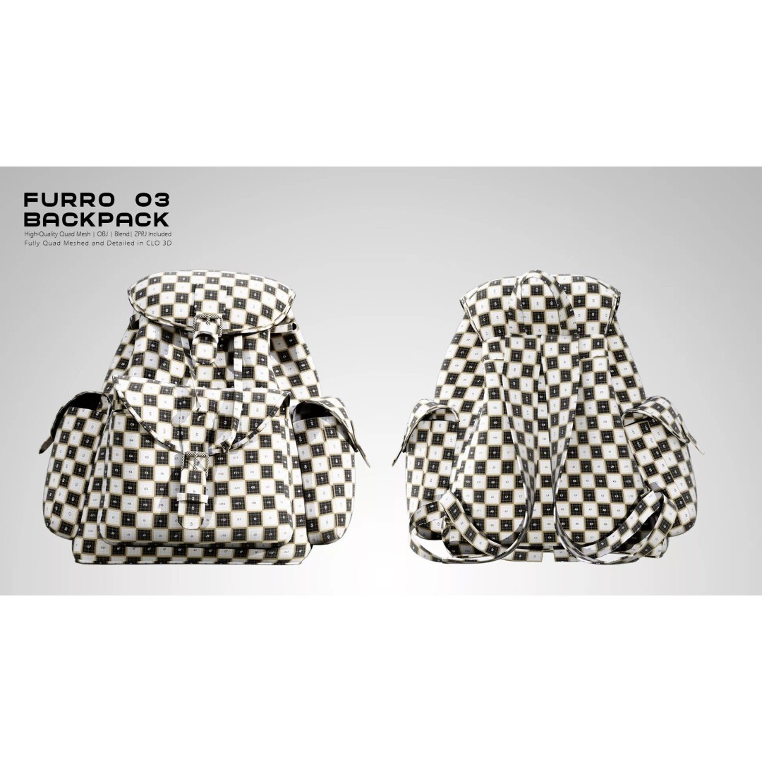 FURRO Backpack 3D Model – Realistic Leather Design, CLO 3D, PBR - View 13