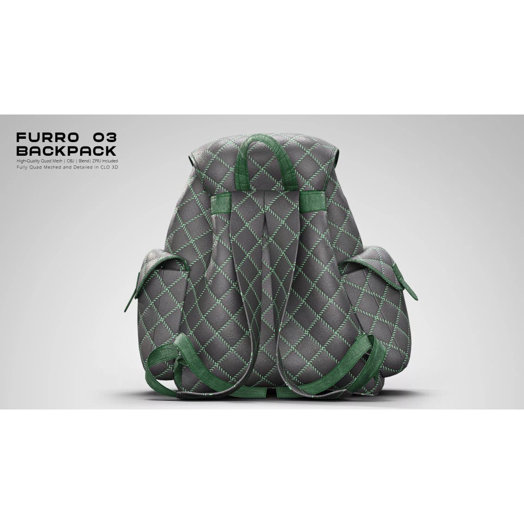 FURRO Backpack 3D Model – Realistic Leather Design, CLO 3D, PBR - View 8