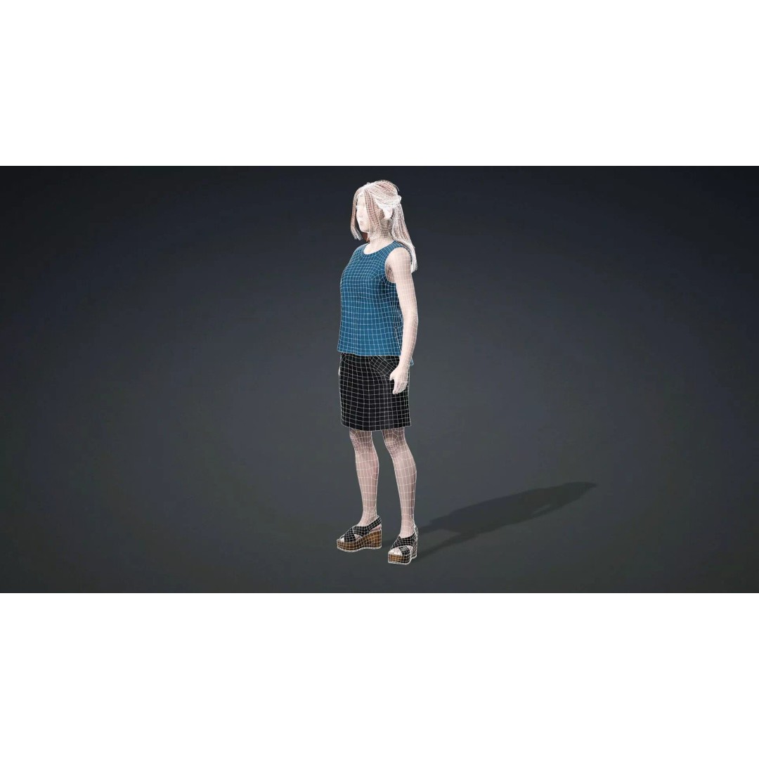 Teen Girl Character 3D Model – Rigged Game Asset, FBX, PBR Textures